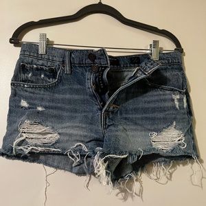 Denim distressed button up cutoff shorts, Lucky Brand, size 4 (27)